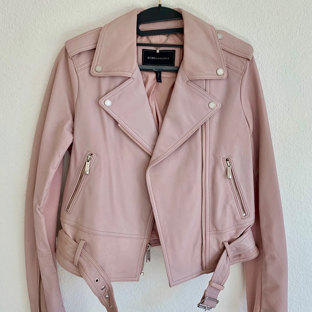 BCBGMaxazria Rowan Pebble Leather Moto Jacket